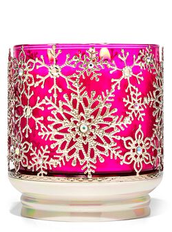 Beaded Snowflakes 3-Wick Candle Holder
